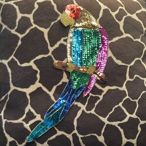 Vintage 80’s Large Colorful Sequin Parrot Appliqué